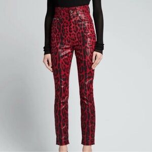 Dolce & Gabbana high rise coated stretch skinny jeans in red leopard
